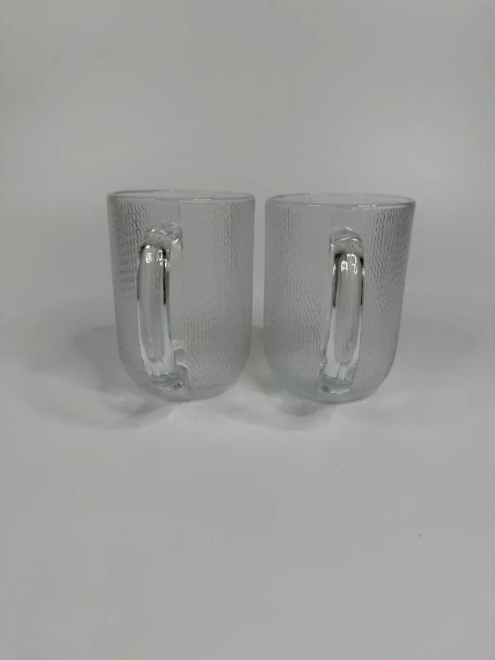 Vintage Arcoroc Frosted Texture Glass Mug Basket Weave Mesh Pattern , 6–8 oz, Cl